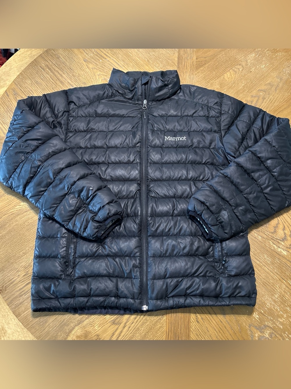 Marmot 700 Fill Black Puffer Jacket Men's Large Quilted Full Zip Winter